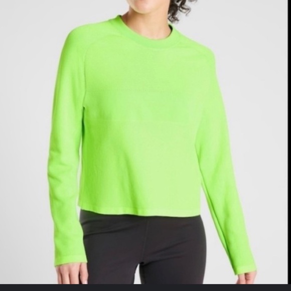 Athleta Seamless Sweatshirt Neon Green New Size Large - Picture 4 of 5